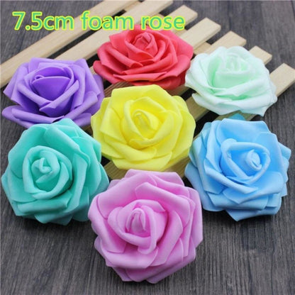 7.5cm Artificial Fake Flowers Foam Rose Head For Wedding Decorations DIY Wreaths - 40pcs Purple - Asia Sell