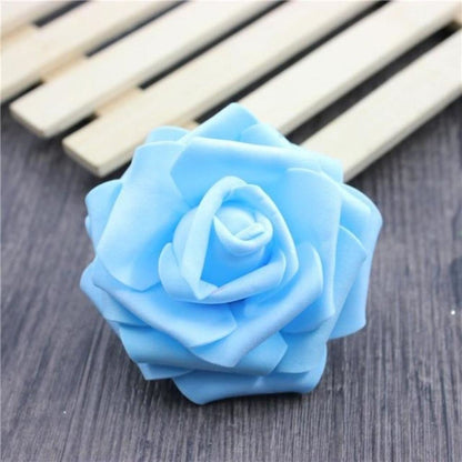 7.5cm Artificial Fake Flowers Foam Rose Head For Wedding Decorations DIY Wreaths - 40pcs Sky Blue - Asia Sell