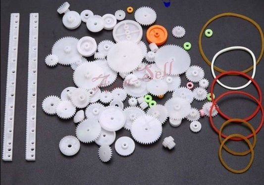 75pcs Plastic Crown Single Double Worm Gear Belt Pulley DIY Set Gears Motor - - Asia Sell