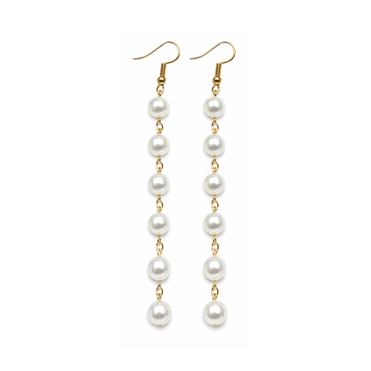 7mm 12mm Pearl Tassels Dangles Earring Stars Earrings Tassle - 6x Pearls Gold Chain - Asia Sell