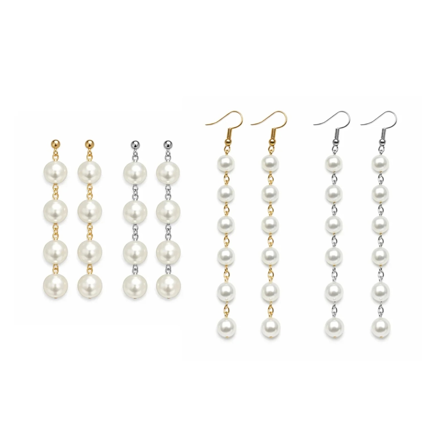 7mm 12mm Pearl Tassels Dangles Earring Stars Earrings Tassle - 4x Gold Pearls - Asia Sell