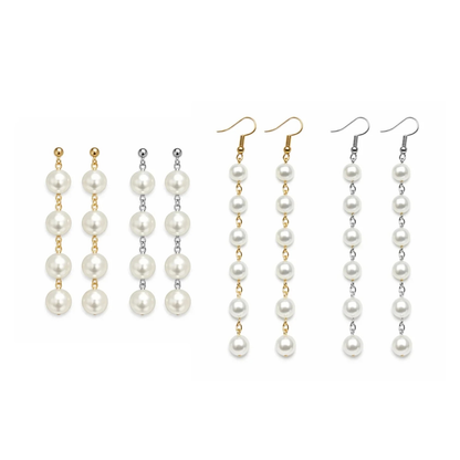 7mm 12mm Pearl Tassels Dangles Earring Stars Earrings Tassle - 4x Gold Pearls - Asia Sell