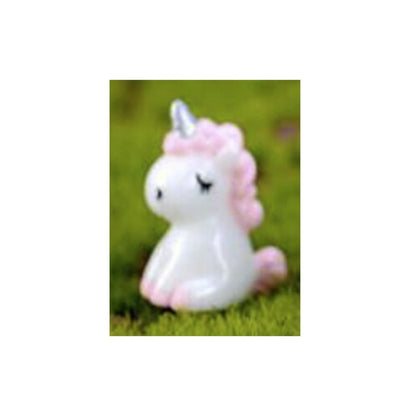 7pcs/10pcs Miniature Mini Garden Cow Rabbit Turtle Duck Animal Figurines Craft Toys - Pink Unicorns Large 30x20mm - Asia Sell