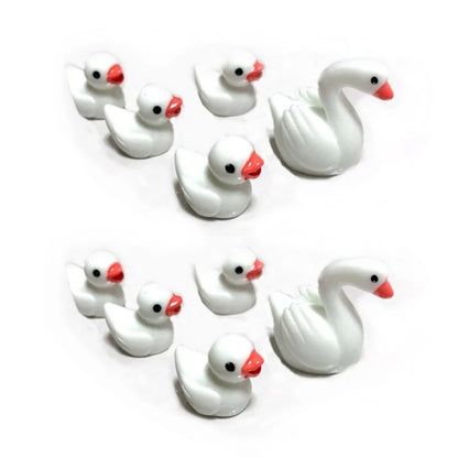 7pcs/10pcs Miniature Mini Garden Cow Rabbit Turtle Duck Animal Figurines Craft Toys - Swans and Ducks Family - Asia Sell