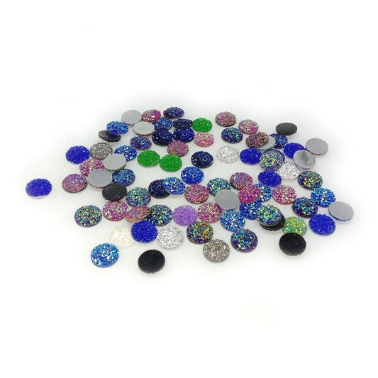 80pcs 8mm-12mm Resin Cabochon Mixed Colours Convex Jewellery Cabochons - 8mm - Asia Sell