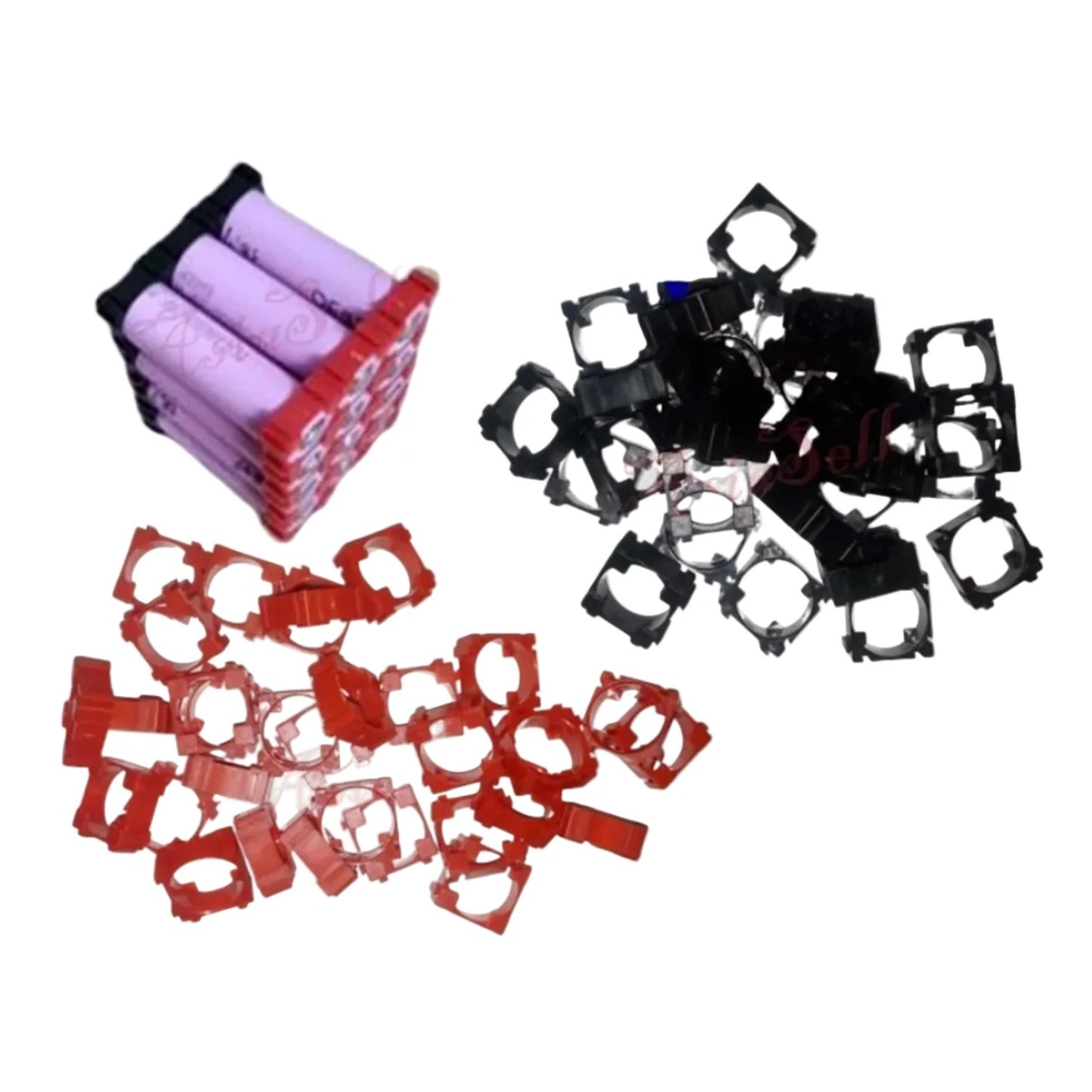 8/30pcs 18650 Battery Holder Bracket Plastic Spacers Red Black 1P Li-Ion Cell - 8pcs Red - Asia Sell