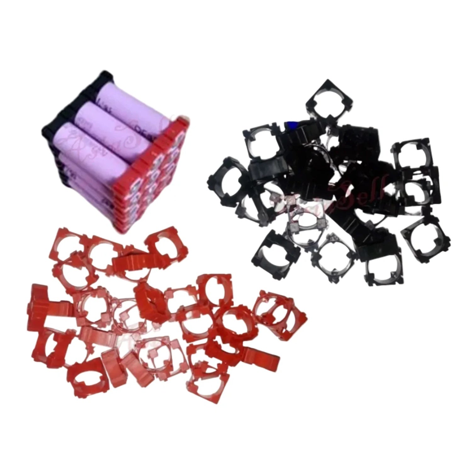 8/30pcs 18650 Battery Holder Bracket Plastic Spacers Red Black 1P Li-Ion Cell - 8pcs Red - Asia Sell