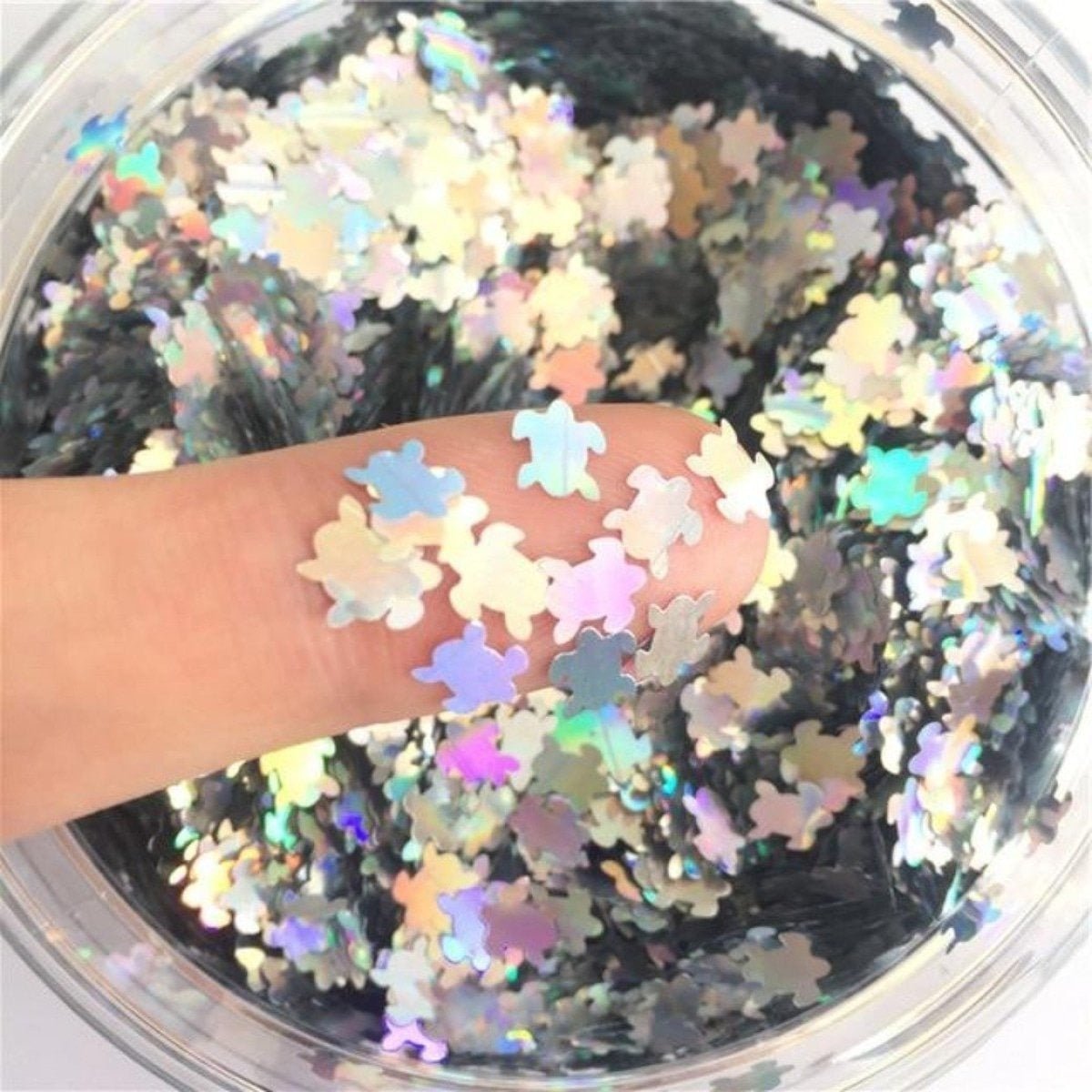 8g Holographic Nail Art Sequins 10mm Dolphin Turtle Glitter Sequin Decoration - Silver Turtle - Asia Sell