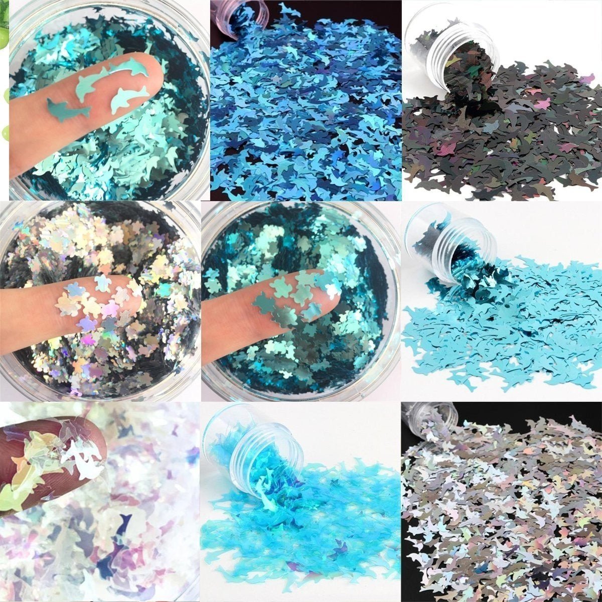 8g Holographic Nail Art Sequins 10mm Dolphin Turtle Glitter Sequin Decoration - Transparent Pink Dolphin - Asia Sell