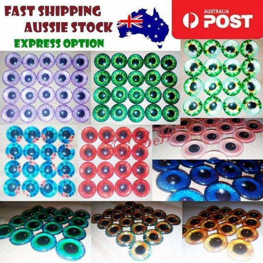 8pcs 12mm Pink Blue Red Grey Green Yellow Glass Doll Eyes Toys DIY Craft Toy - Pink - Asia Sell