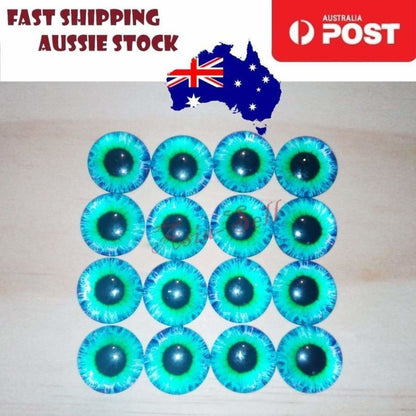 8pcs 16mm Pink Blue Red Grey Green Yellow Glass Doll Eyes Toys DIY Craft Toy - Blue Green - Asia Sell