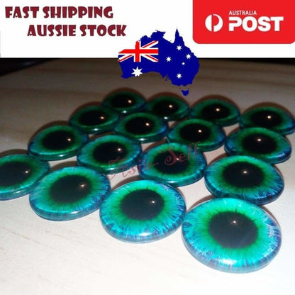 8pcs 20mm Pink Blue Red Grey Green Yellow Glass Doll Eyes Toys DIY Craft Toy - Blue Green - Asia Sell