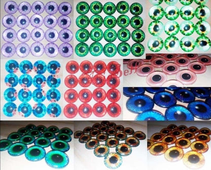 8pcs 20mm Pink Blue Red Grey Green Yellow Glass Doll Eyes Toys DIY Craft Toy - Pink - Asia Sell