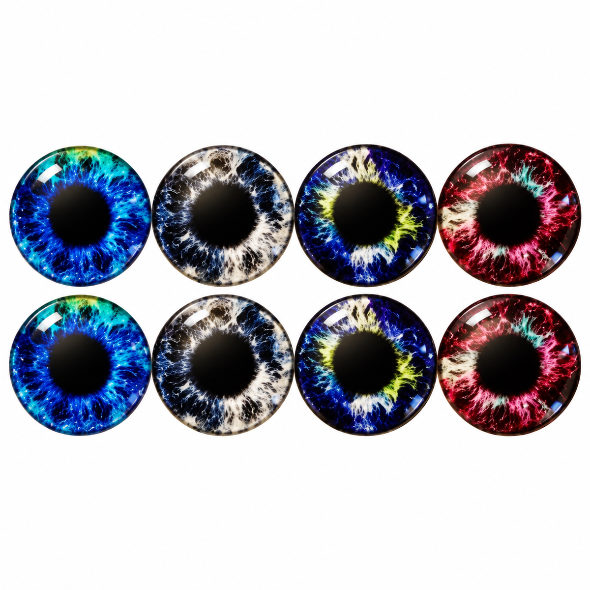 8pcs 30mm Round Glass Eyes Cabochons Set Doll Eyes Crafts