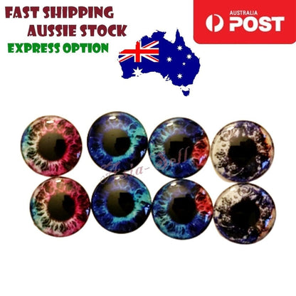 8pcs 30mm Round Glass Eyes Cabochons Set Doll Eyes Crafts - F - Asia Sell