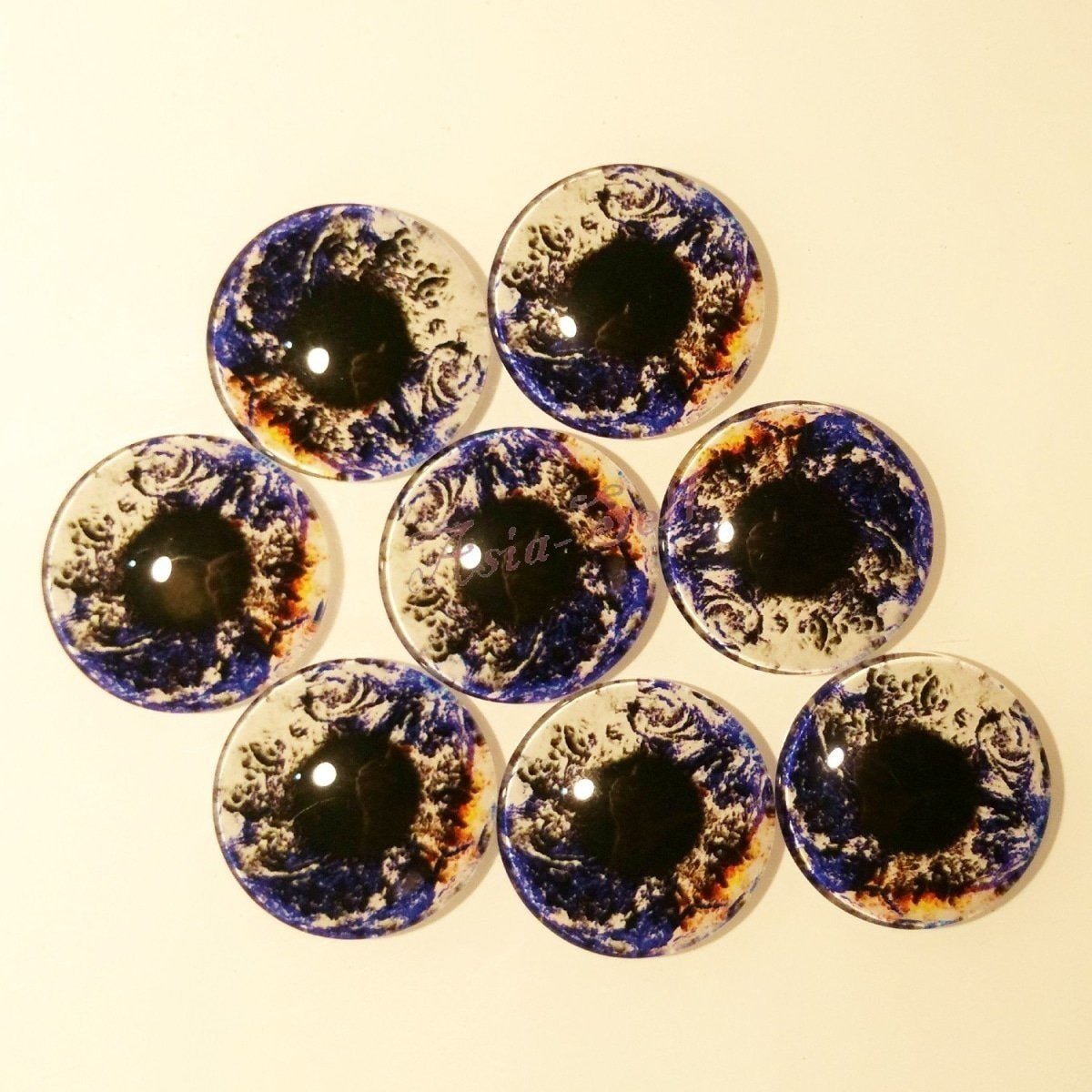 8pcs 30mm Round Glass Eyes Cabochons Set Doll Eyes Crafts - K - Asia Sell