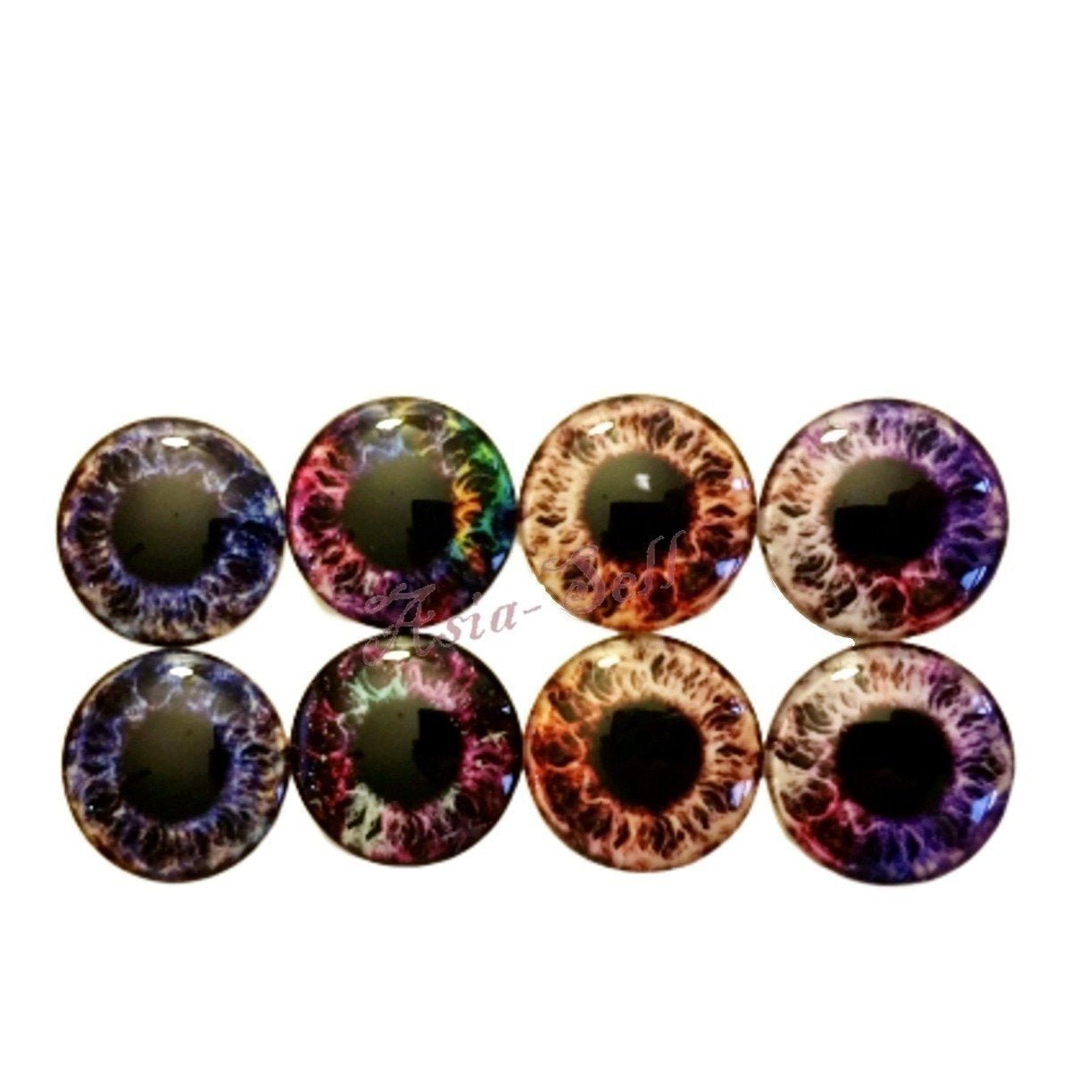 8pcs 30mm Round Glass Eyes Cabochons Set Doll Eyes Crafts - Mixed 4 - Asia Sell