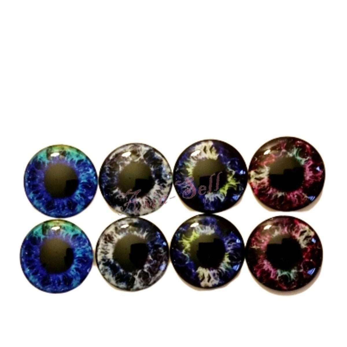 8pcs 30mm Round Glass Eyes Cabochons Set Doll Eyes Crafts - Mixed 5 - Asia Sell