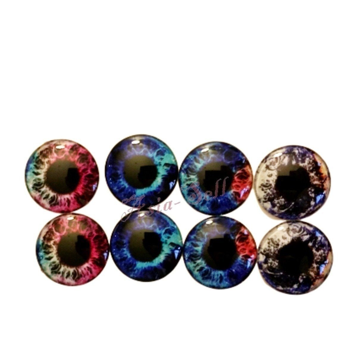 8pcs 30mm Round Glass Eyes Cabochons Set Doll Eyes Crafts - Mixed 6 - Asia Sell