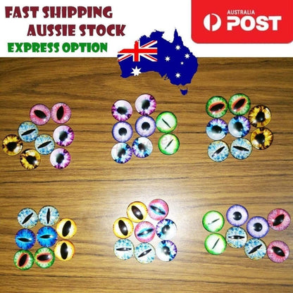 8pcs Round 25mm Cabochon Glass Doll Eyes Dragon Lizard Frog - 4 pairs random mix - Asia Sell