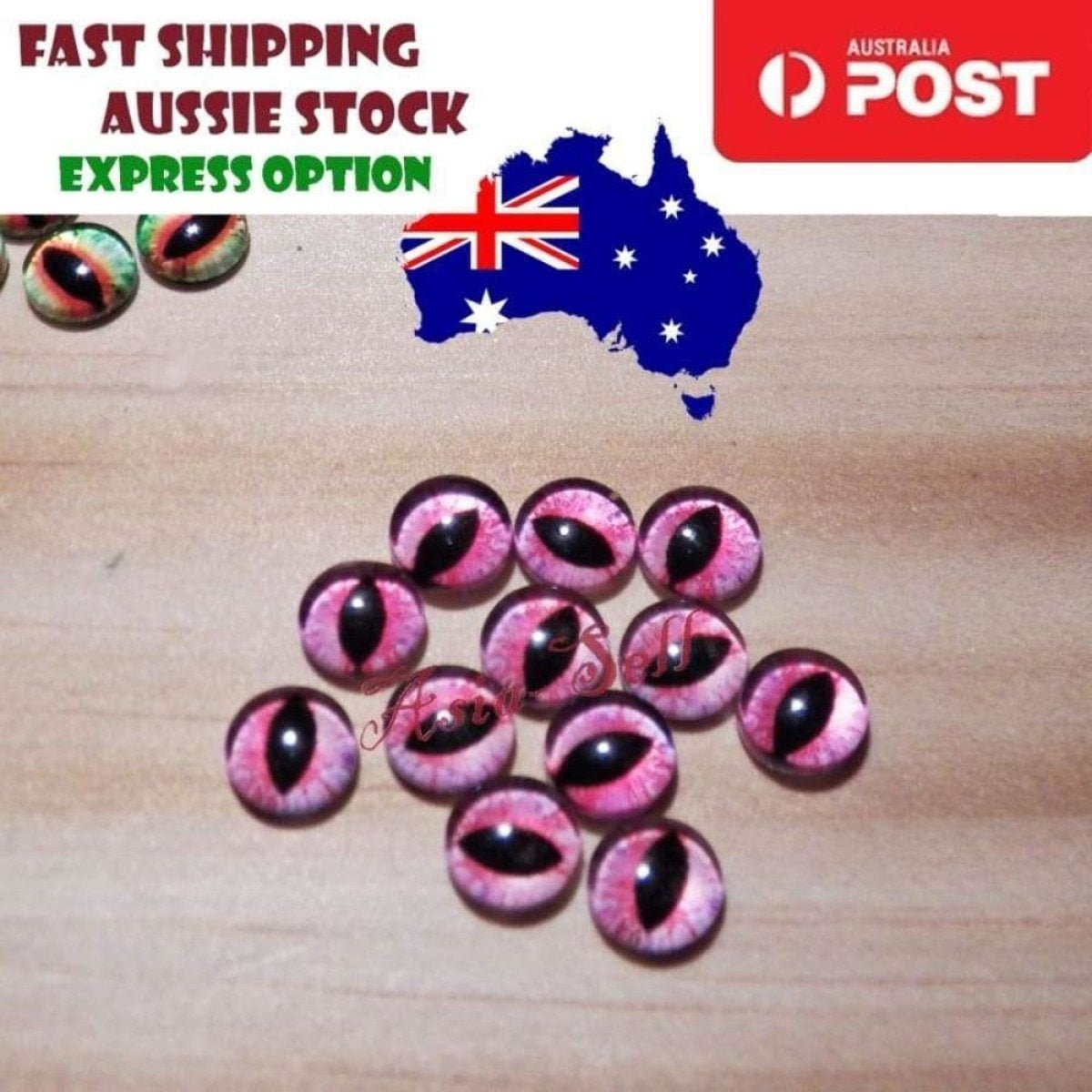 8pcs Round 25mm Cabochon Glass Doll Eyes Dragon Lizard Frog - F - Asia Sell