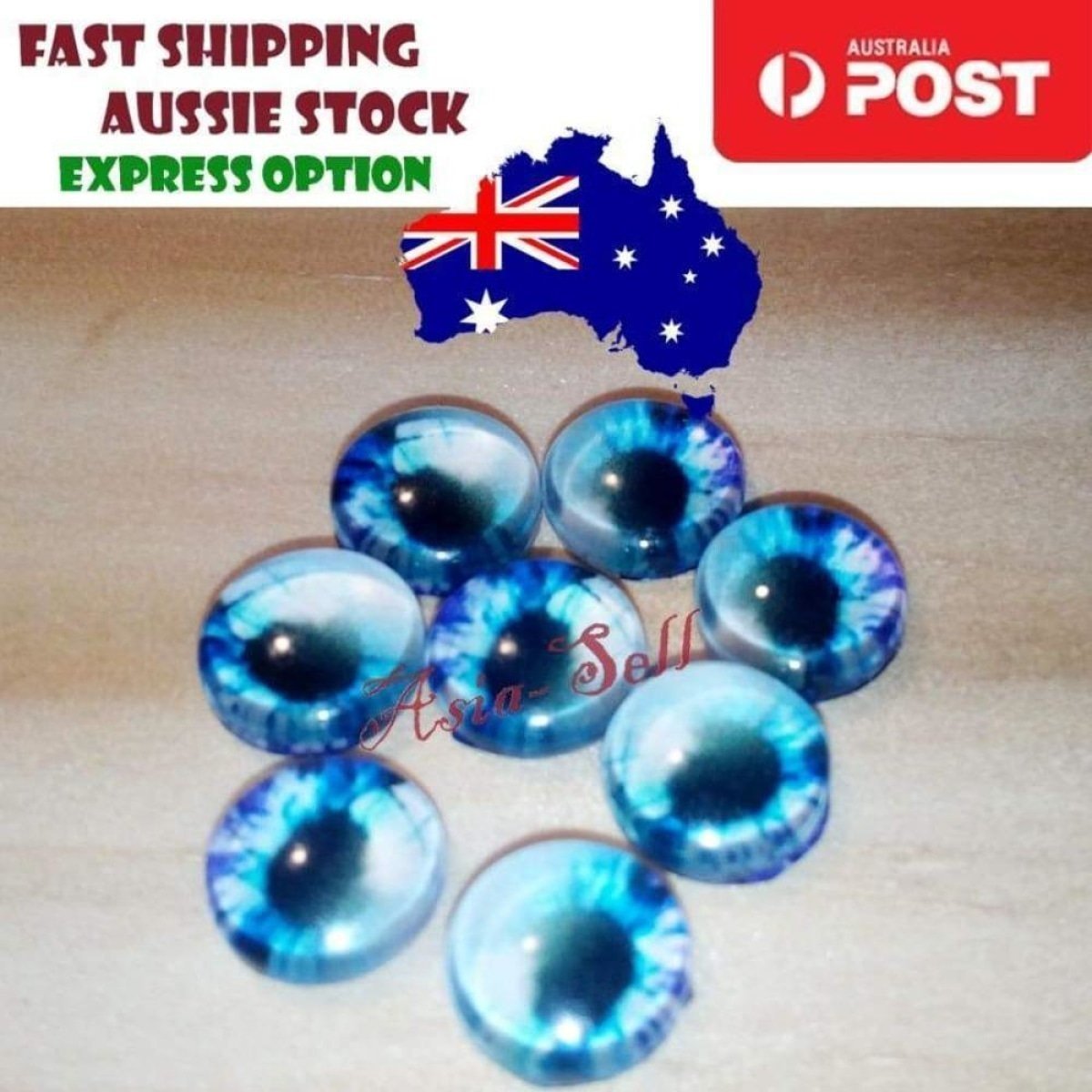 8pcs Round 25mm Cabochon Glass Doll Eyes Dragon Lizard Frog - F - Asia Sell