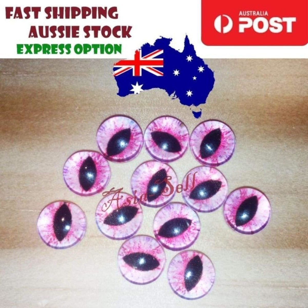 8pcs Round 25mm Cabochon Glass Doll Eyes Dragon Lizard Frog - J - Asia Sell