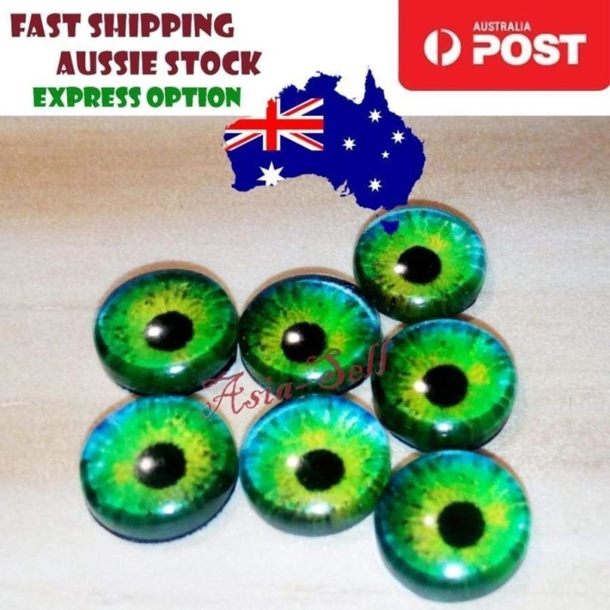 8pcs Round 25mm Cabochon Glass Doll Eyes Dragon Lizard Frog Model N - - Asia Sell