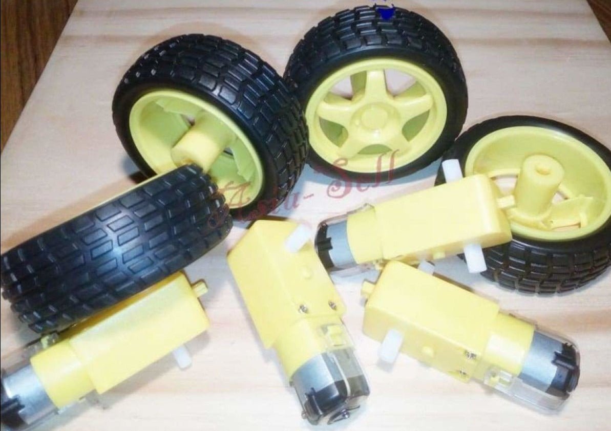 8pcs Smart Car Robot Plastic Tyre Tire Wheel DC Biaxial Geared Motor - - Asia Sell