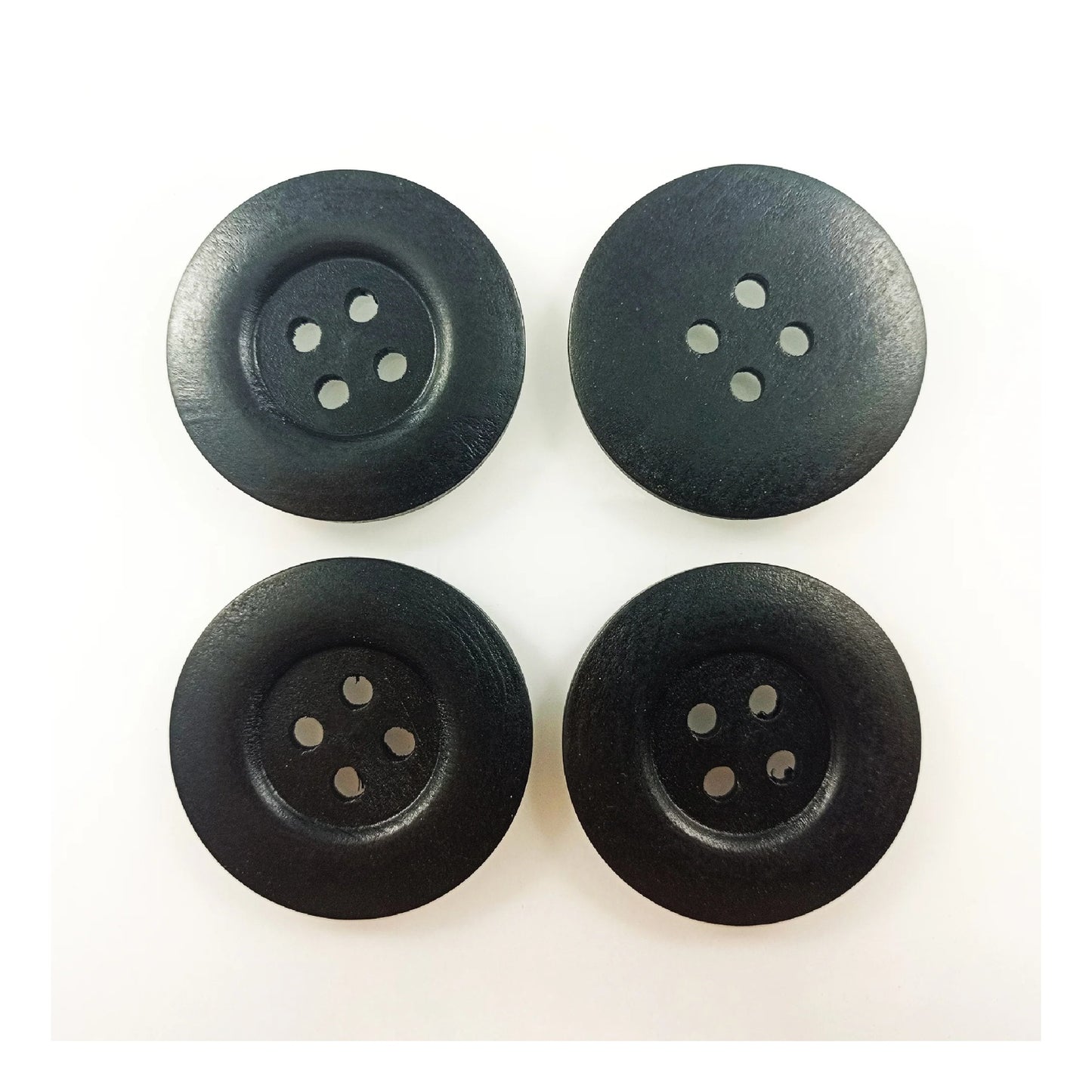 4pcs 50mm Buttons Painted Wooden 4-Hole Coat Boots Upholstery Flower Butterfly Sewing Clothes - 4. Black
