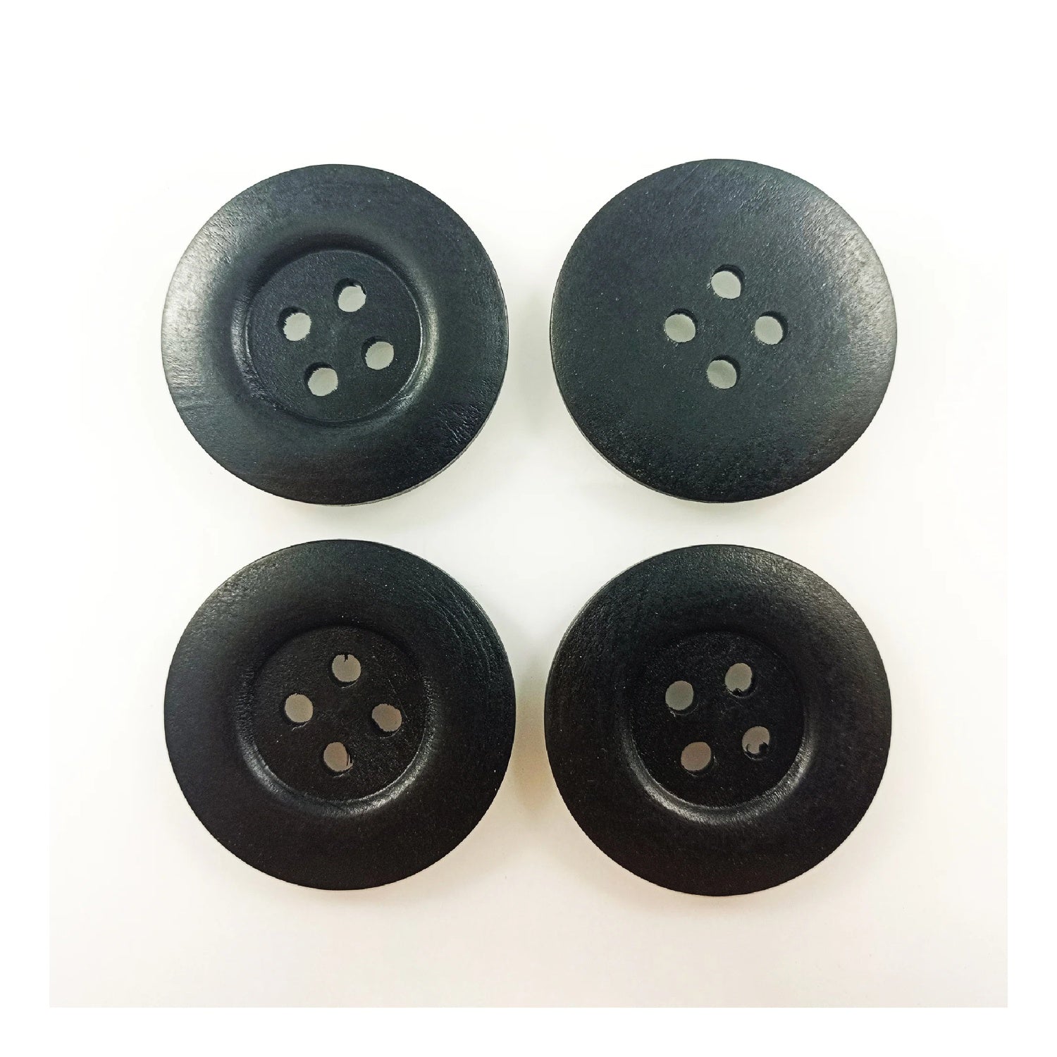 4pcs 50mm Buttons Painted Wooden 4-Hole Coat Boots Upholstery Flower Butterfly Sewing Clothes - 4. Black