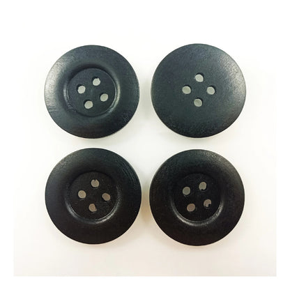 4pcs 50mm Buttons Painted Wooden 4-Hole Coat Boots Upholstery Flower Butterfly Sewing Clothes - 4. Black
