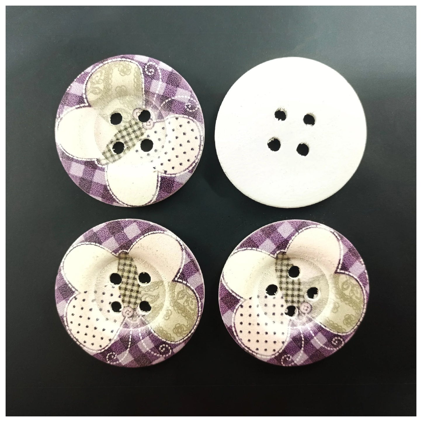 4pcs 50mm Buttons Painted Wooden 4-Hole Coat Boots Upholstery Flower Butterfly Sewing Clothes