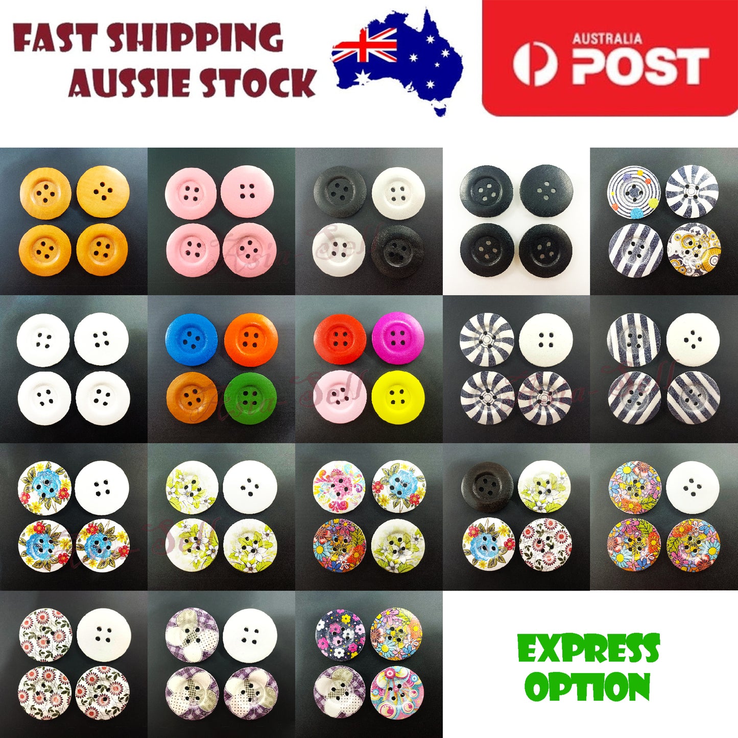 8pcs 50mm Buttons Painted Wooden 4-Hole Coat Boots Upholstery Flower Butterfly Sewing Clothes