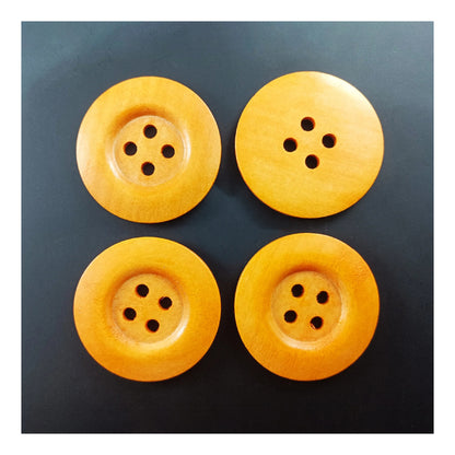 4pcs 50mm Buttons Painted Wooden 4-Hole Coat Boots Upholstery Flower Butterfly Sewing Clothes - 1. Brown