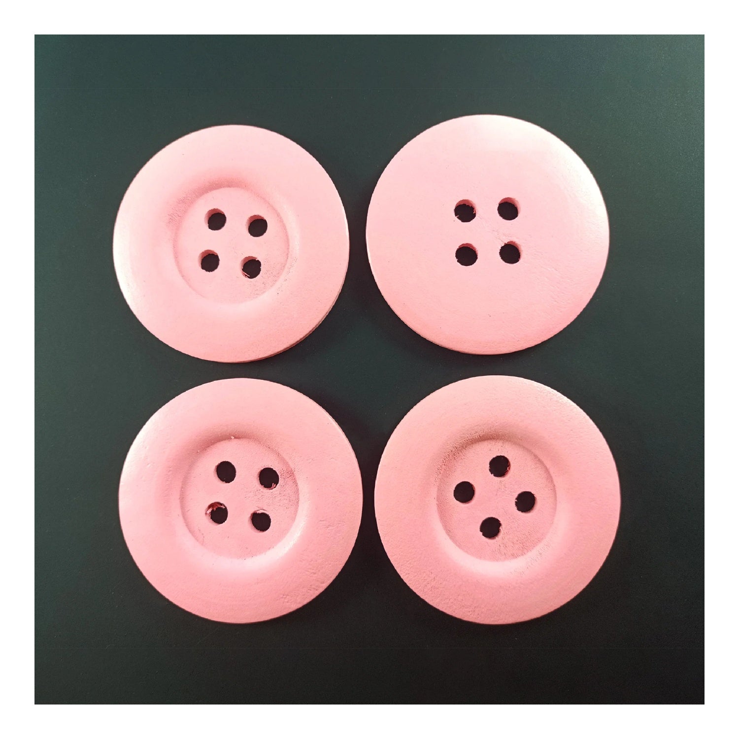 4pcs 50mm Buttons Painted Wooden 4-Hole Coat Boots Upholstery Flower Butterfly Sewing Clothes - 2. Pink