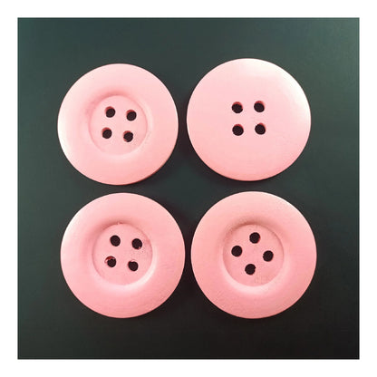 4pcs 50mm Buttons Painted Wooden 4-Hole Coat Boots Upholstery Flower Butterfly Sewing Clothes - 2. Pink