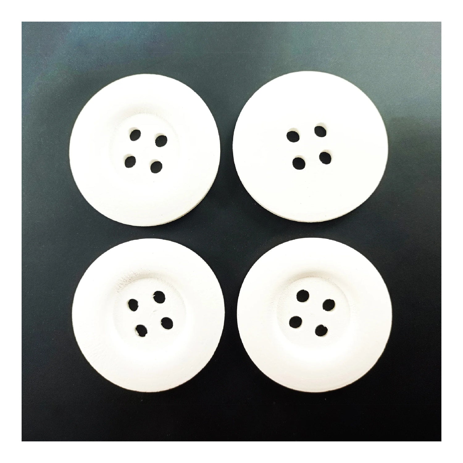 4pcs 50mm Buttons Painted Wooden 4-Hole Coat Boots Upholstery Flower Butterfly Sewing Clothes - 6. White