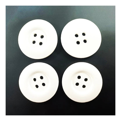 4pcs 50mm Buttons Painted Wooden 4-Hole Coat Boots Upholstery Flower Butterfly Sewing Clothes - 6. White