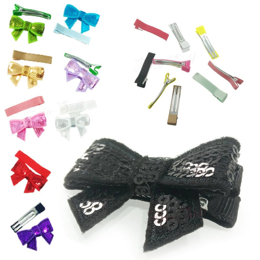 9 pairs of Sequin Bowtie and Clips Barette - Embroidery Accessories for Girls Hair Tie - 9 pairs of Bowties and clips - Asia Sell