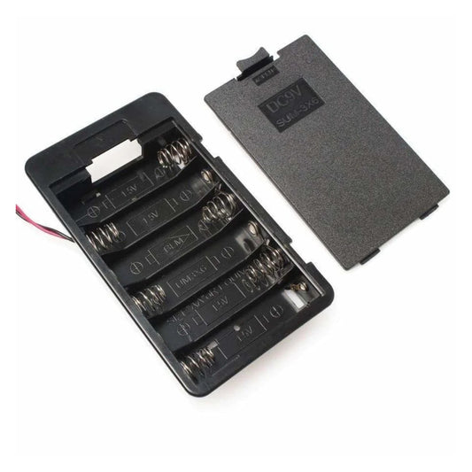 9V Battery Holder 6xAA Wire Lead With Cover Battery Storage Box 1.5V Battery Box - - Asia Sell