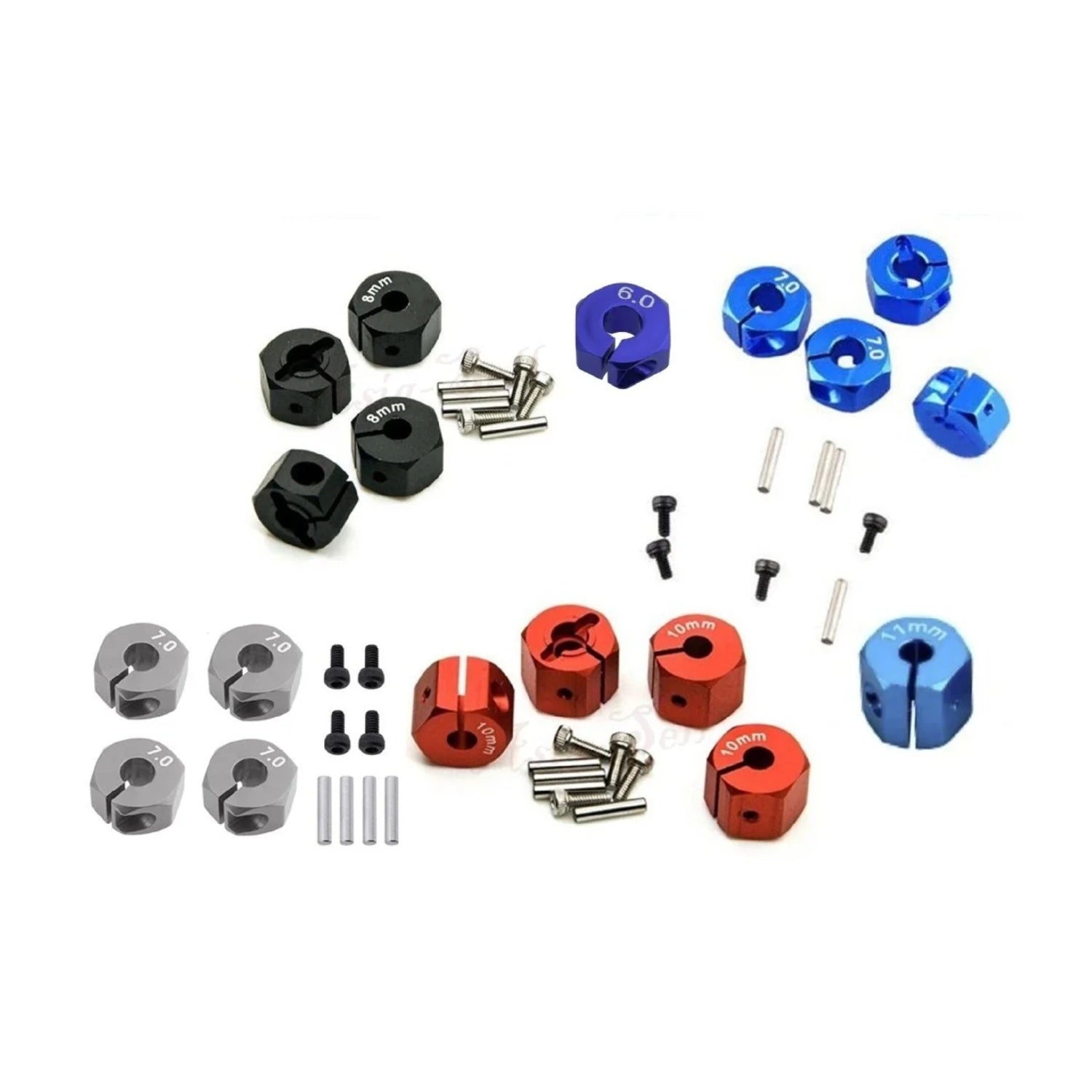 8x 3/4/5/6/7/8/9/10/11/12mm RC Car Wheel Hex Nut Hub Adaptor 1/10 4WD SCX10 Drive