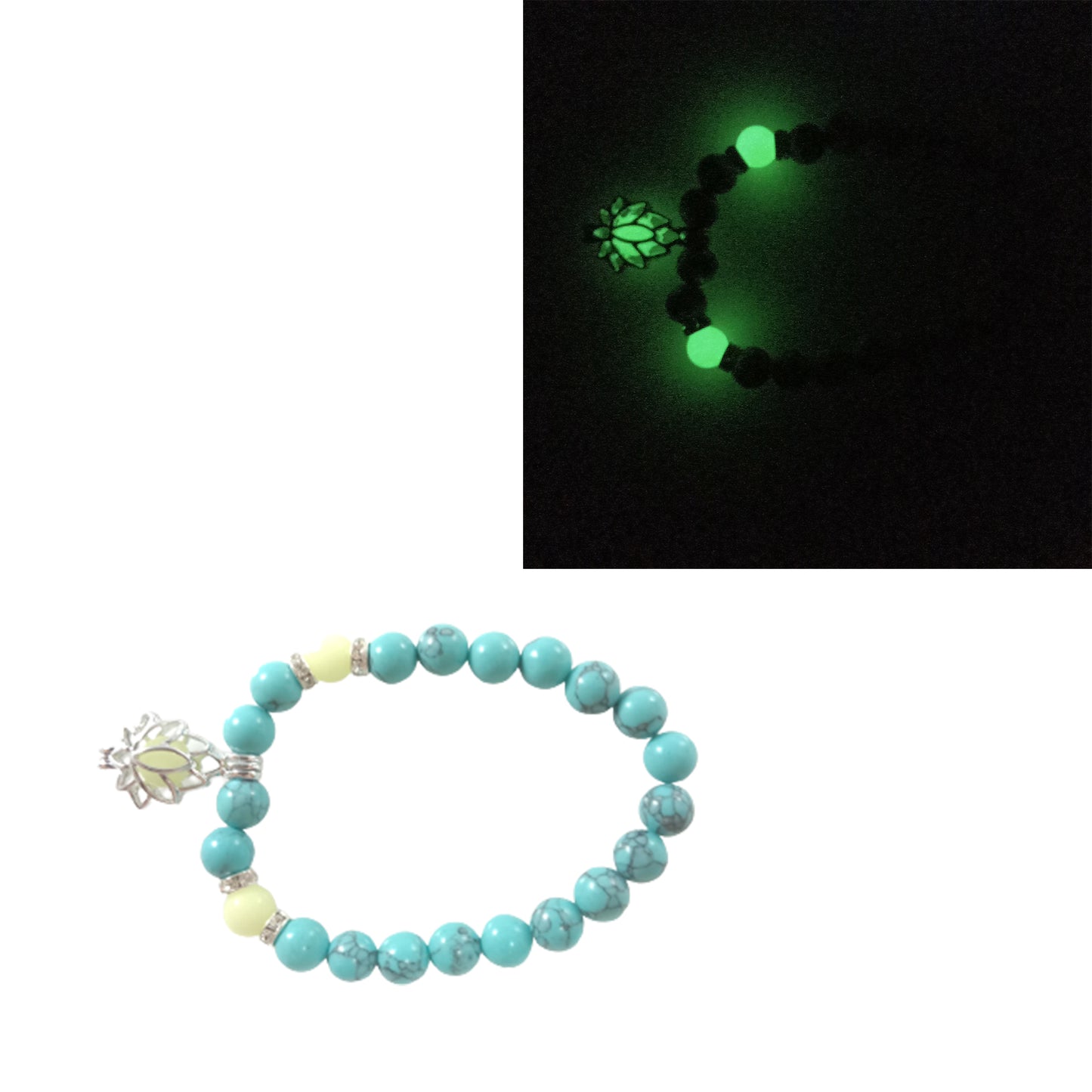Healing Bracelet Luminous Glow In The Dark Yoga Lotus Charm Beads Bracelet Men Women