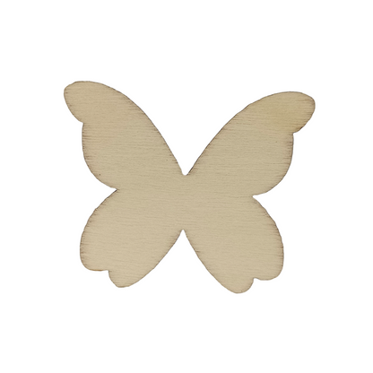 Butterfly-shaped wooden cutout on a light gray background | Top View | Asia Sell