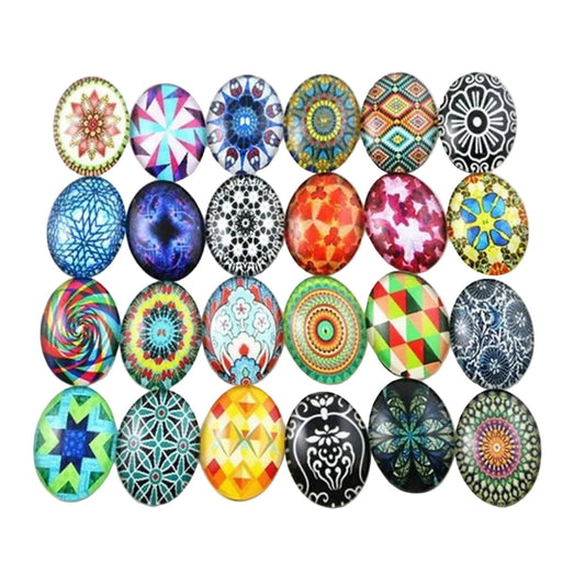 10pcs Glass Cabochons Oval Shape 18x25mm Jewellery Accessories Pattern 1