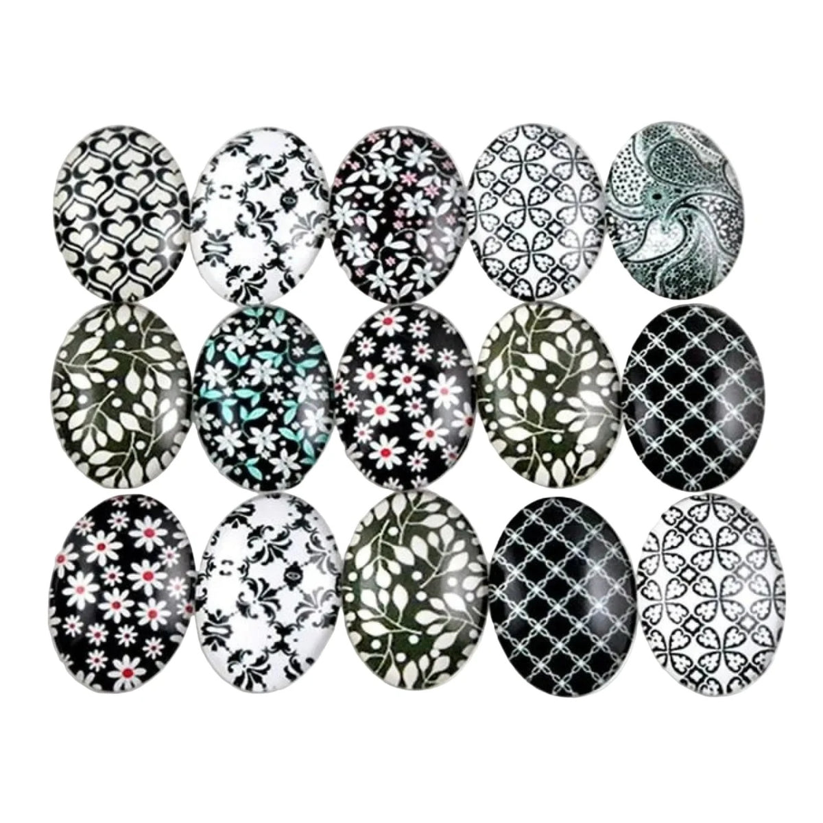 10x Glass Cabochons Flower Tree Life Handmade Oval Shape 18x25mm Jewellery Set B
