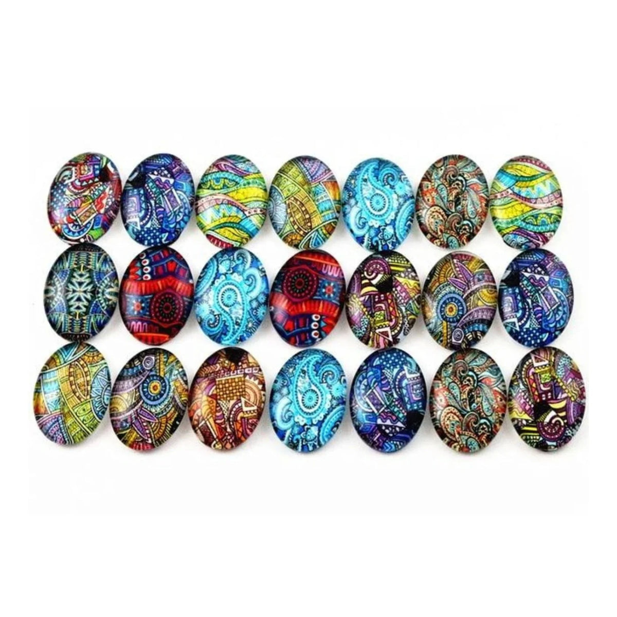 10x Glass Cabochons Flower Tree Life Handmade Oval Shape 18x25mm Jewellery Set B