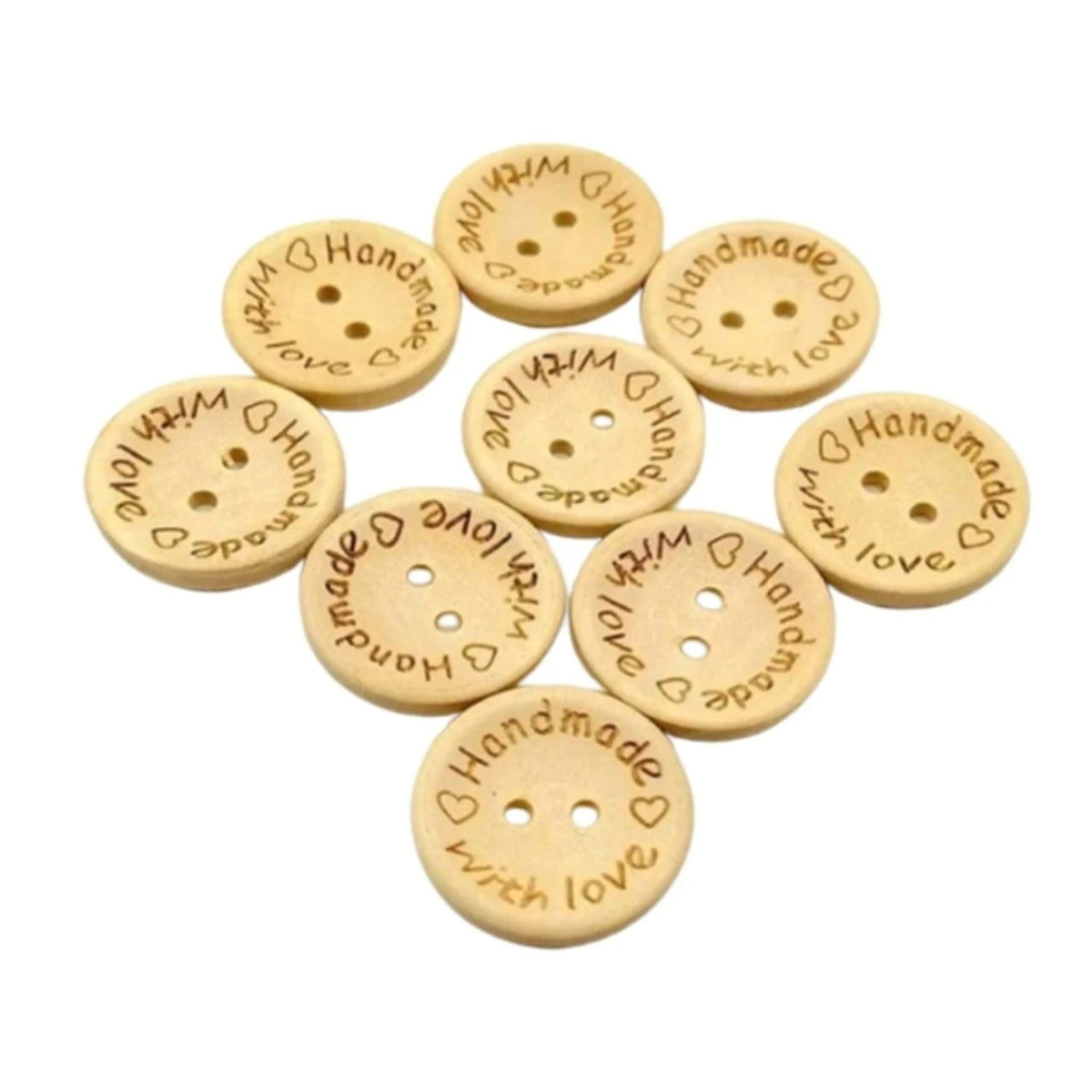 5pcs 2-Holes Handmade with Love Round Wooden Buttons Button Handmade Clothes