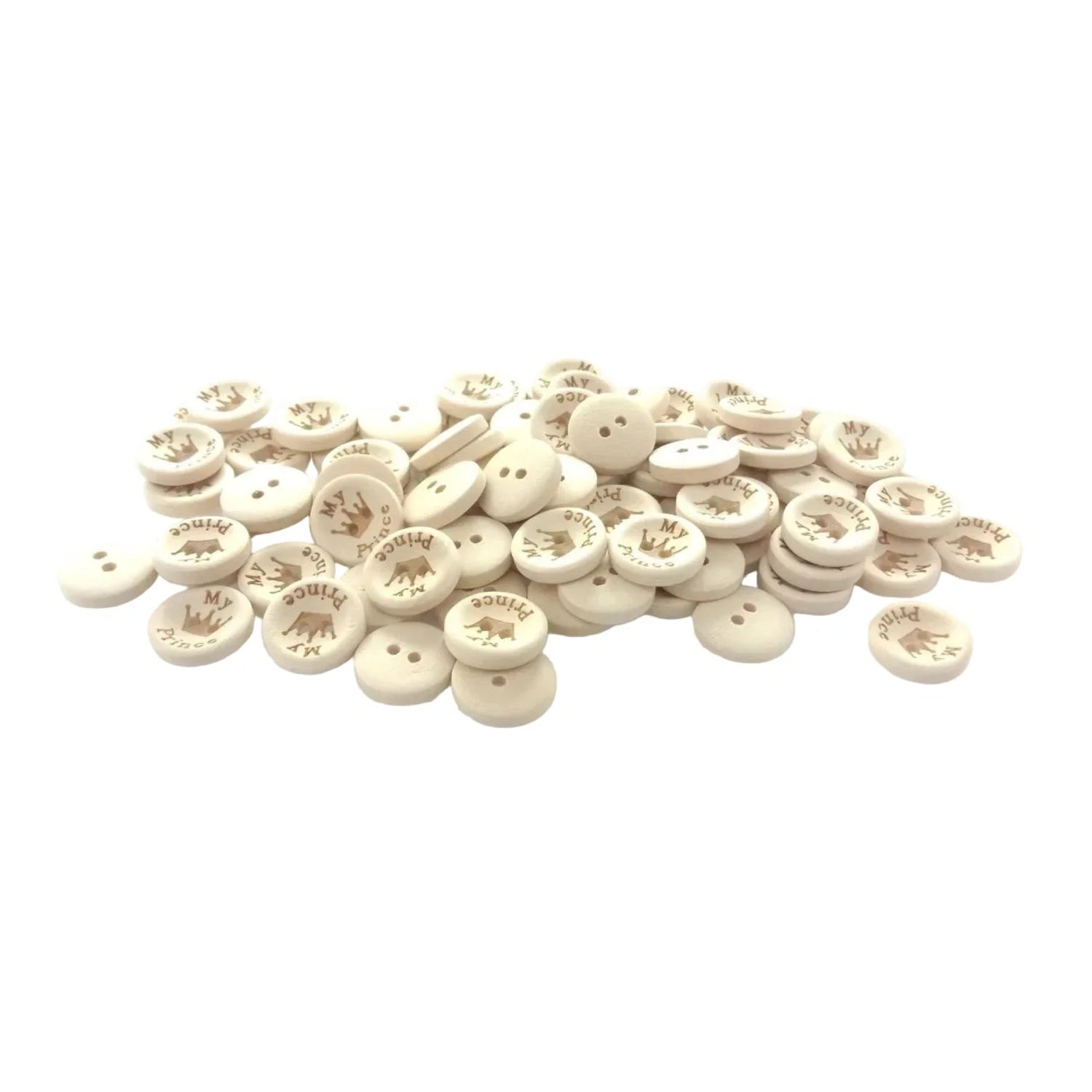 15-25mm My Princess My Prince Wooden Buttons Natural Wood Baby Clothing Sewing