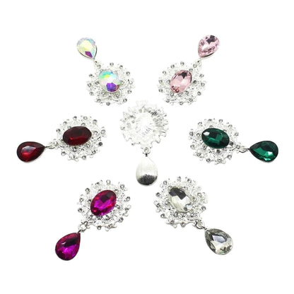 5pcs Flatback Rhinestone Cabochon Acrylic Gem Jewellery for Clothing Wedding Sewing DIY Accessories Metal 45x24mm Craft